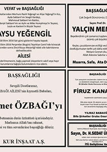 sözcü gazetesi başsağlığı ilanı